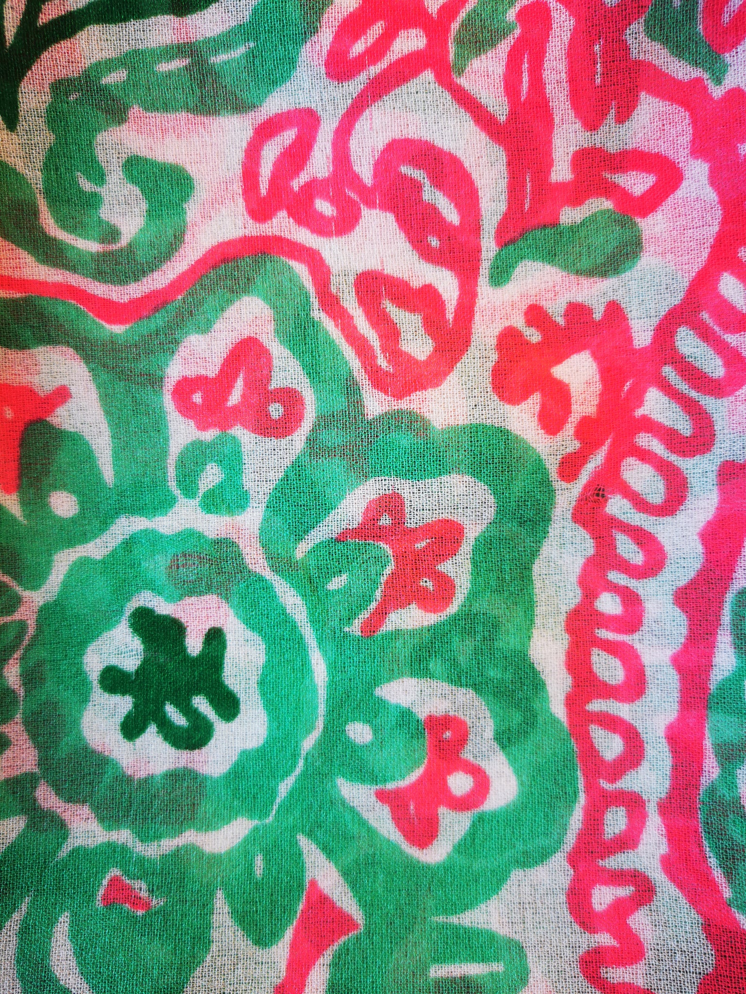 Foulard Givenchy blanc, rose et vert - Made in Italy