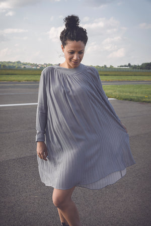 Robe large et fluide gris souris - Made in France