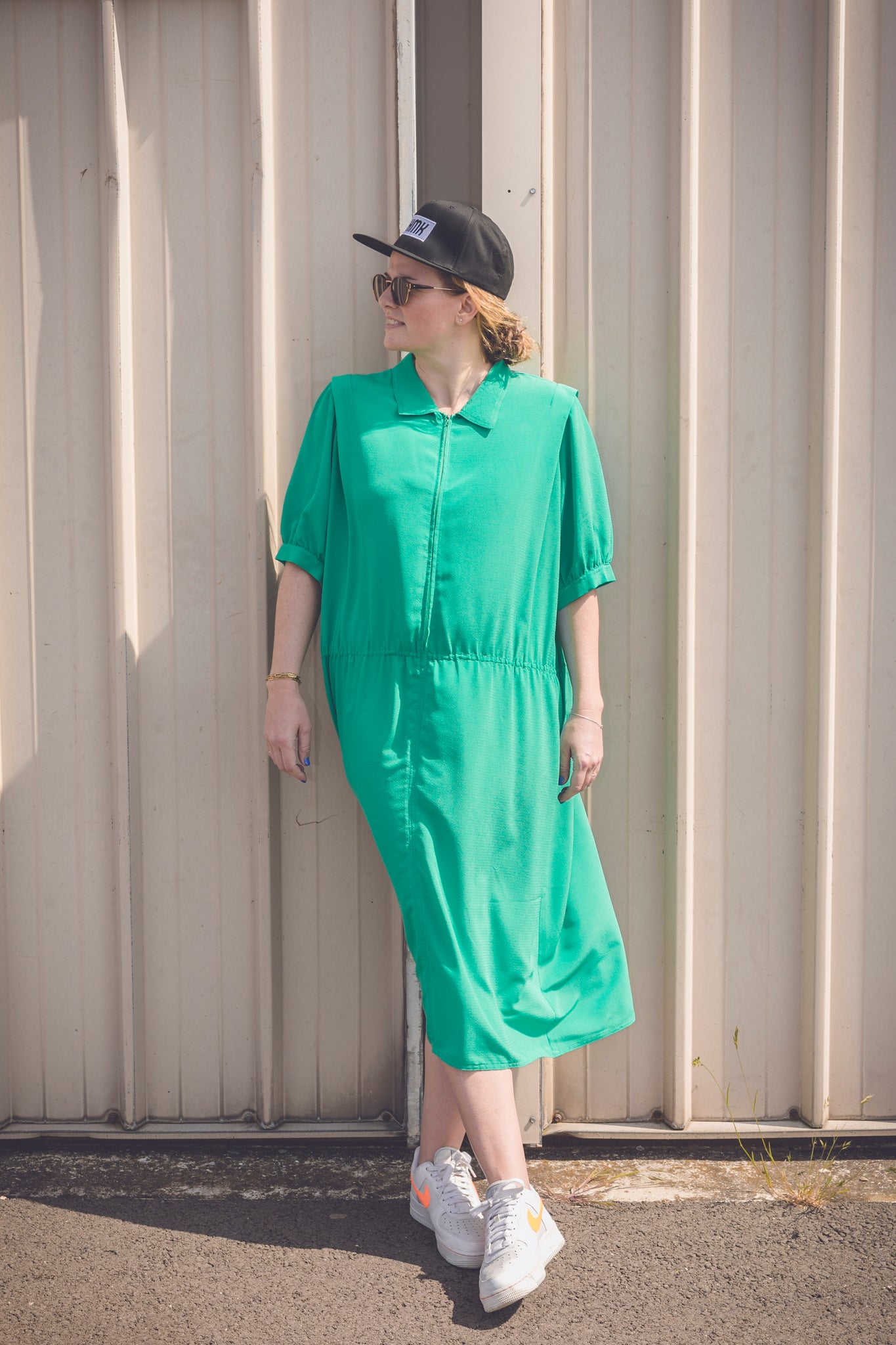 Robe vert lagon style 1980s