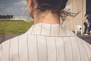 Veste écru rayée à manches courtes style 80s