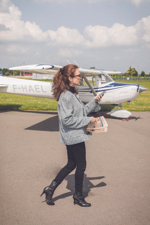 Veste pied de poule noir et blanc Marcelle Griffon style 60s