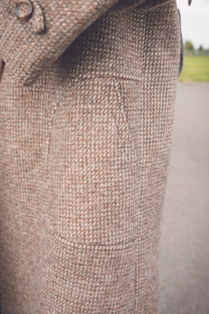 Manteau marron clair tweed style 60s