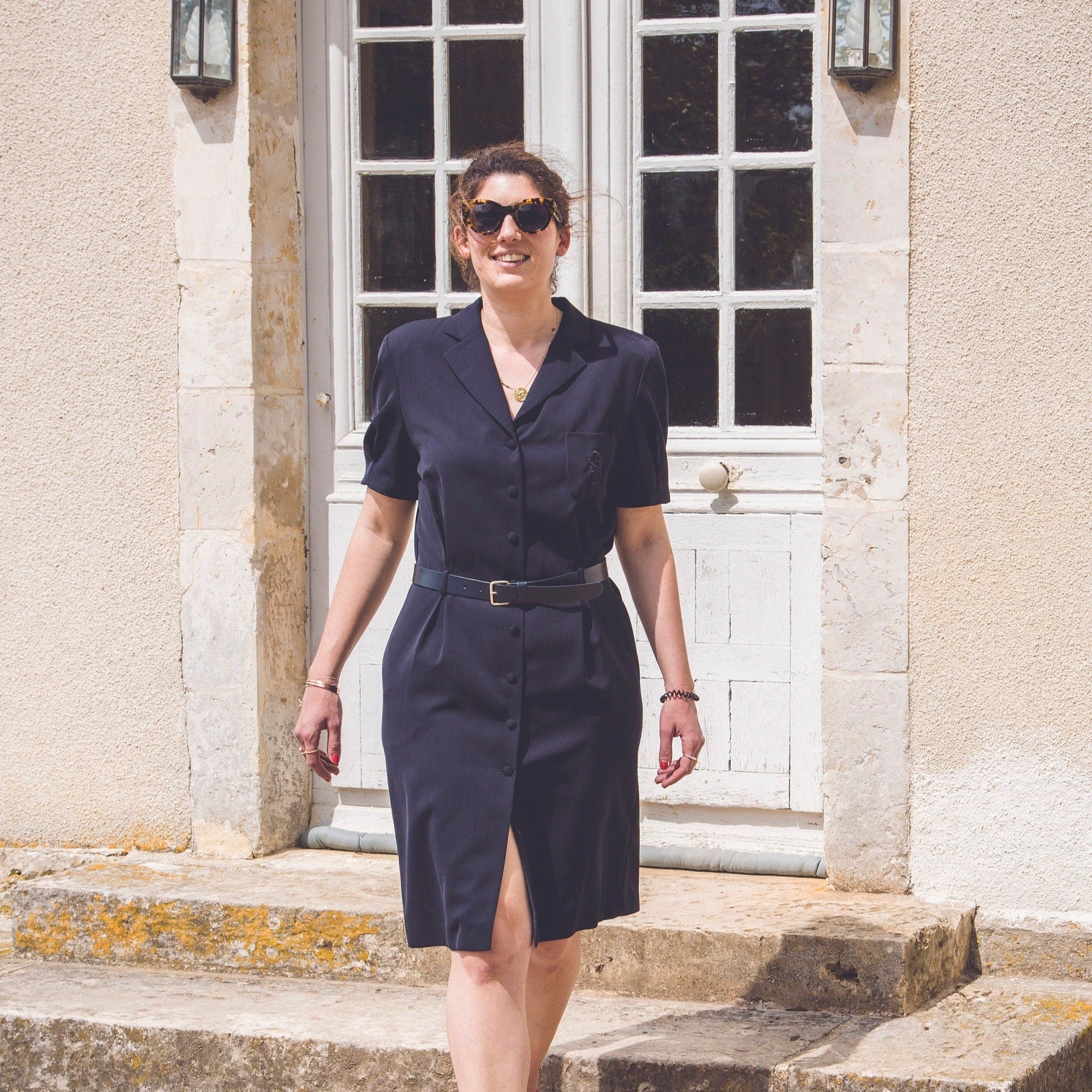 SYM Robe cintrée bleu marine