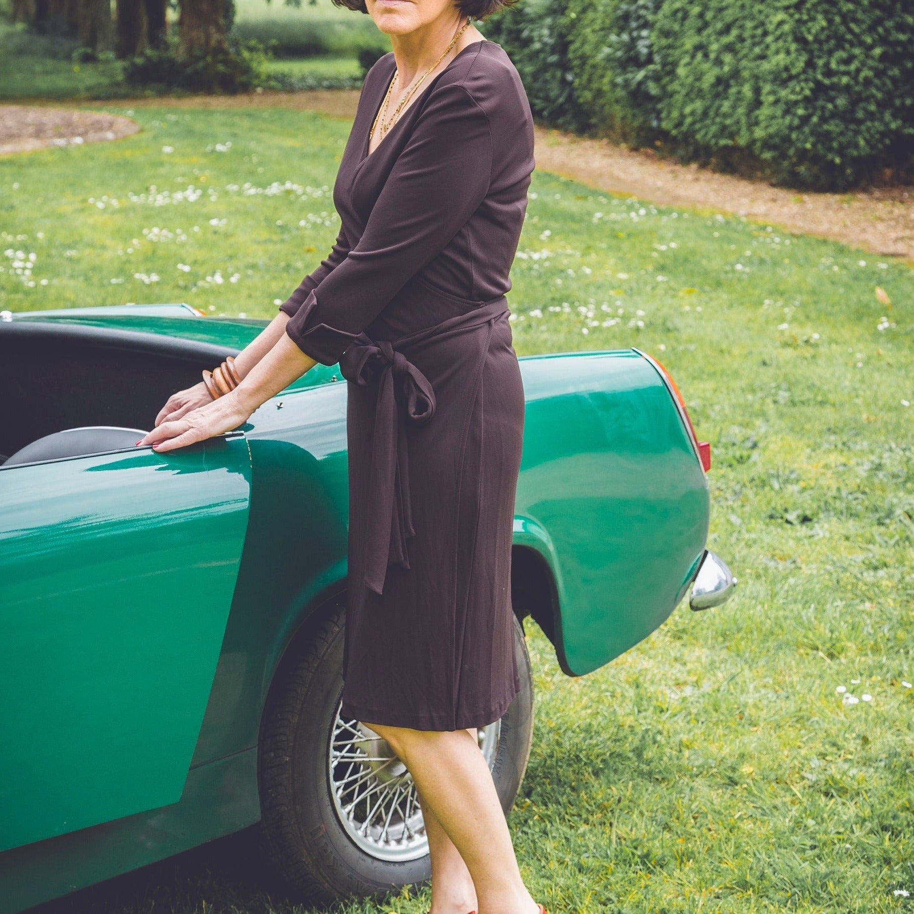 DIANE VON FURSTENBERG La robe portefeuille marron Made in USA