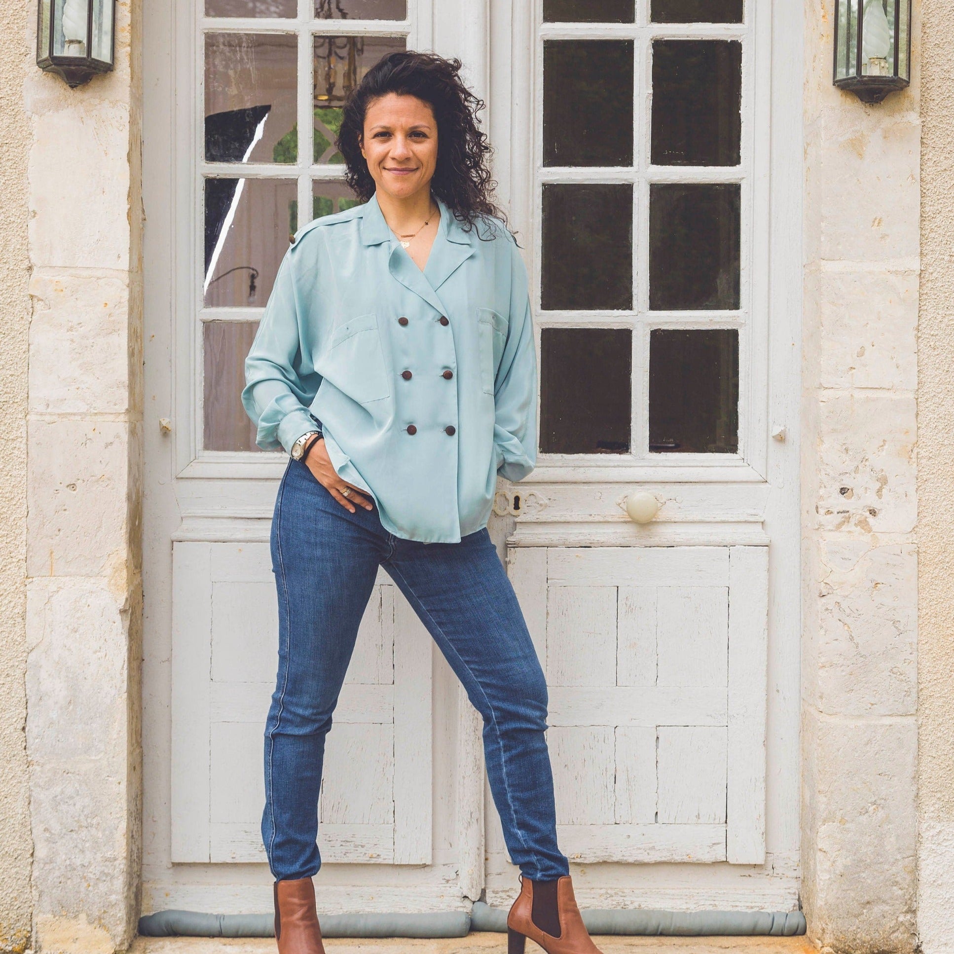 Chemisier fluide vert menthe bleu céladon – Paris-Yesterday