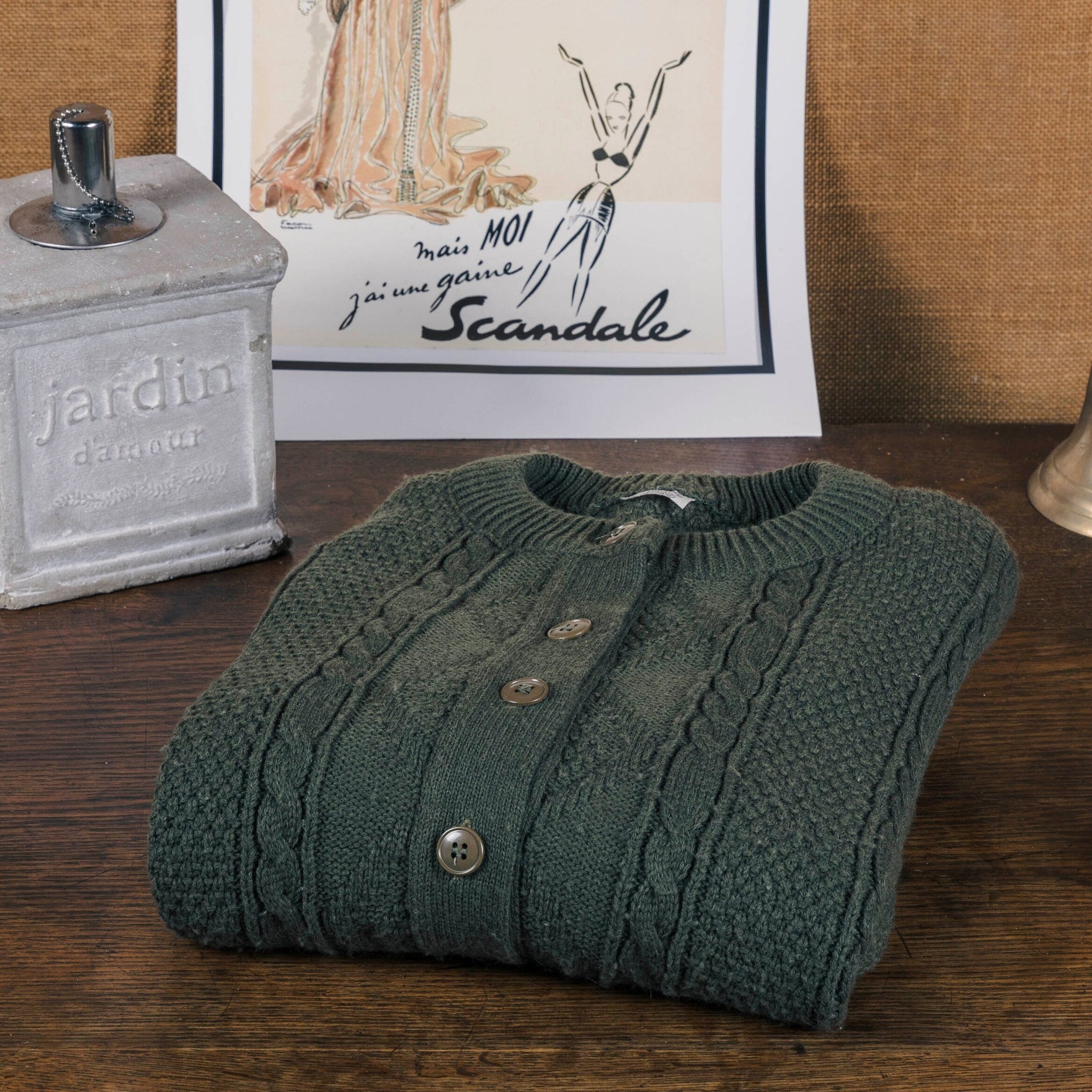 Gilet en laine vert sapin - Made in France