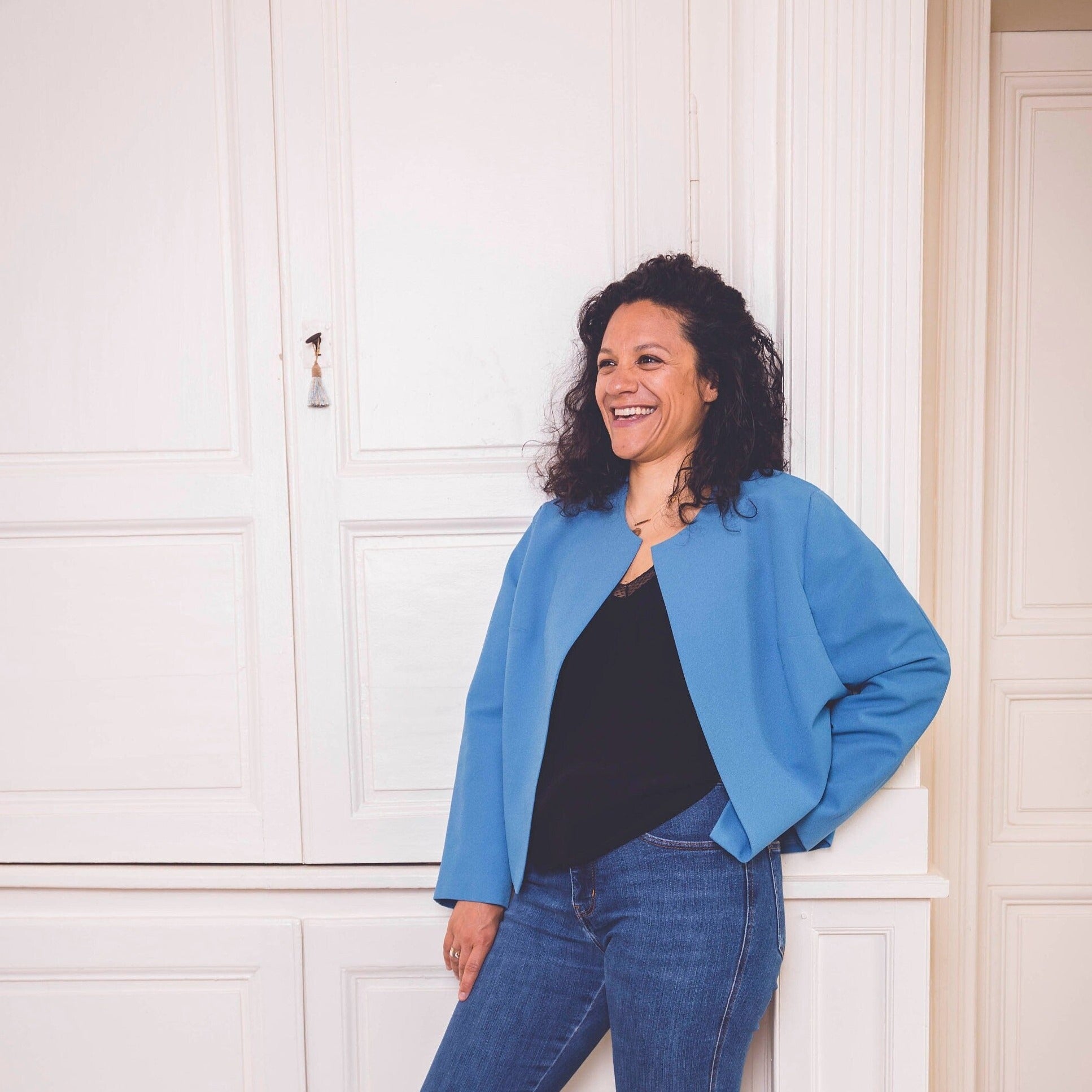 Blazer Bleu Vetement Bleu Azur Veste Courte évasée Bleu Azur