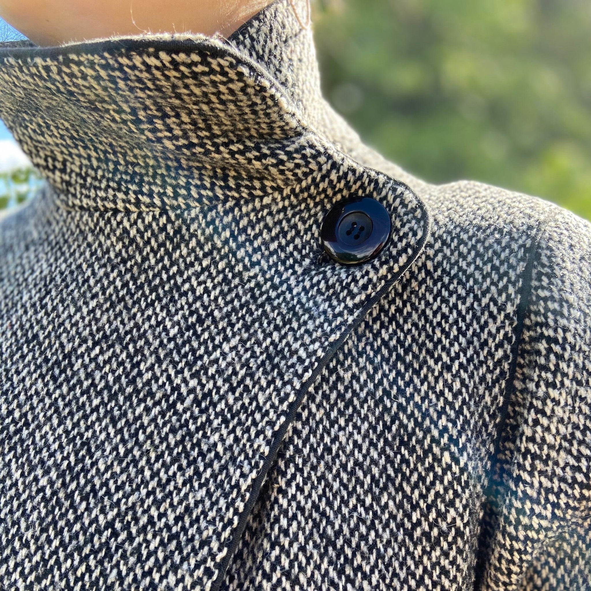 Manteau long motifs chevrons noir & blanc - Made in England
